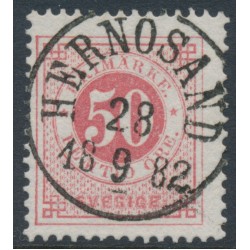 SWEDEN - 1878 50öre rose Ring Type, perf. 13, used – Facit # 36e