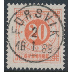 SWEDEN - 1886 20öre pale orange-red Ring Type, perf. 13 with posthorn, used – Facit # 46b SWEDEN - 1886 20öre pale orange-red Ring Type, perf. 13 with posthorn, used – Facit # 46b