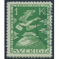SWEDEN - 1924 1Kr green UPU Anniversary, used – Facit # 223 SWEDEN - 1924 1Kr green UPU Anniversary, used – Facit # 223