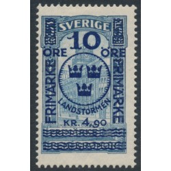 SWEDEN - 1916 10öre + 4.90Kr on 5Kr blue GPO Landstorm II overprint, MH – Facit # 125