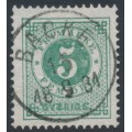 SWEDEN - 1877 5öre dull bluish green Ring Type, perf. 13, used – Facit # 30b SWEDEN - 1877 5öre dull bluish green Ring Type, perf. 13, used – Facit # 30b