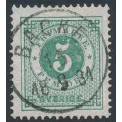 SWEDEN - 1877 5öre dull bluish green Ring Type, perf. 13, used – Facit # 30b SWEDEN - 1877 5öre dull bluish green Ring Type, perf. 13, used – Facit # 30b