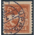 SWEDEN - 1921 5öre brown Lion, type I, perf. 2-sides, KPV watermark, used – Facit # 141Abz SWEDEN - 1921 5öre brown Lion, type I, perf. 2-sides, KPV watermark, used – Facit # 141Abz