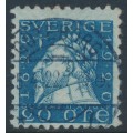 SWEDEN - 1920 20öre blue Gustav II Adolf, perf. 4-sides, KPV watermark, used – Facit # 152Cbz SWEDEN - 1920 20öre blue Gustav II Adolf, perf. 4-sides, KPV watermark, used – Facit # 152Cbz