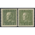 SWEDEN - 1929 40öre olive Gustav V, types I & II, MH – Facit # 189+190 SWEDEN - 1929 40öre olive Gustav V, types I & II, MH – Facit # 189+190