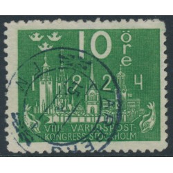 SWEDEN - 1924 10öre green Congress, lines + KPV watermark, used – Facit # 197cxz SWEDEN - 1924 10öre green Congress, lines + KPV watermark, used – Facit # 197cxz