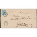 SWEDEN - 1858 12öre light blue Coat of Arms on cover, used – Facit # 9d1