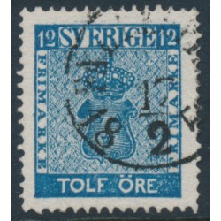 SWEDEN - 1858 12öre greenish dark blue Coat of Arms, used – Facit # 9a1
