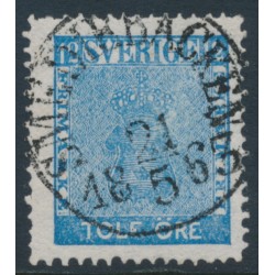 SWEDEN - 1858 12öre blue (dense background) Coat of Arms, used – Facit # 9l