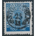 SWEDEN - 1858 12öre deep blue Coat of Arms, used – Facit # 9b1