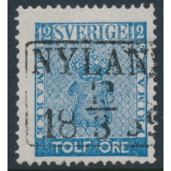 SWEDEN - 1858 12öre light blue Coat of Arms, used – Facit # 9d1