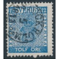 SWEDEN - 1858 12öre blue Coat of Arms, used – Facit # 9c1
