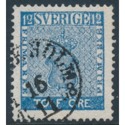 SWEDEN - 1858 12öre blue Coat of Arms, used – Facit # 9c1