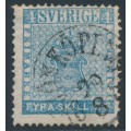 SWEDEN - 1855 4Sk pale blue (medium paper) Coat of Arms, used – Facit # 2h1