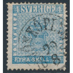 SWEDEN - 1855 4Sk pale blue (medium paper) Coat of Arms, used – Facit # 2h1