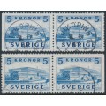 SWEDEN - 1941 5Kr blue Royal Palace pairs, used – Facit # 332BC+332CB SWEDEN - 1941 5Kr blue Royal Palace pairs, used – Facit # 332BC+332CB
