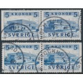 SWEDEN - 1941 5Kr blue Royal Palace pairs, used – Facit # 332BC+332CB SWEDEN - 1941 5Kr blue Royal Palace pairs, used – Facit # 332BC+332CB