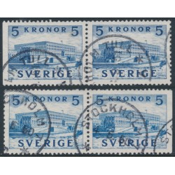 SWEDEN - 1941 5Kr blue Royal Palace pairs, used – Facit # 332BC+332CB