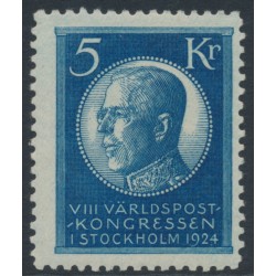 SWEDEN - 1924 5Kr blue World Postal Congress, MNH – Facit # 210