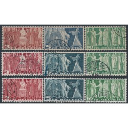 SWITZERLAND - 1938 3Fr-10Fr Definitives on different papers, used – Michel # 328-330