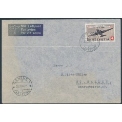 SWITZERLAND - 1944 1Fr50c brown/red Airmail on flight cover, used – Michel # 438 SWITZERLAND - 1944 1Fr50c brown/red Airmail on flight cover, used – Michel # 438