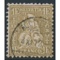 SWITZERLAND - 1864 1Fr gold Sitting Helvetia (Sitzende Helvetia), used – Zumstein # 36c