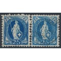 SWITZERLAND - 1899 25c blue Helvetia, 'white flaws NE' x 2 examples, used – Zum. # 73D.2.42