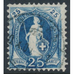 SWITZERLAND - 1899 25c blue Helvetia, ‘white Helvetia’, used – Zumstein # 73D.2.53/IB
