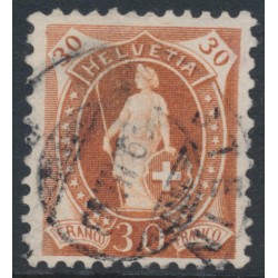 SWITZERLAND - 1892 30c brown Helvetia, perf. 11½:11, oval watermark (Kz. I), used – Zum. # 68C