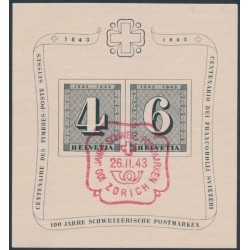 SWITZERLAND - 1943 Anniversary of Swiss Stamps M/S, used – Michel # Block 8