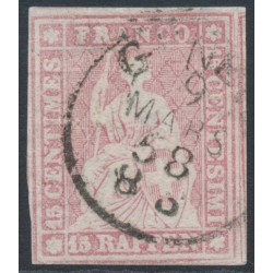 SWITZERLAND - 1858 15Rp rose Helvetia (green thread, late Bern), used – Zumstein # 24Gb SWITZERLAND - 1858 15Rp rose Helvetia (green thread, late Bern), used – Zumstein # 24Gb