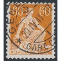 SWITZERLAND - 1940 60c orange Helvetia, chalk paper, smooth gum, used – Michel # 140y