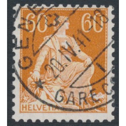 SWITZERLAND - 1940 60c orange Helvetia, chalk paper, smooth gum, used – Michel # 140y SWITZERLAND - 1940 60c orange Helvetia, chalk paper, smooth gum, used – Michel # 140y