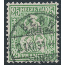 SWITZERLAND - 1881 25c green Helvetia, granite paper, used – Zumstein # 49