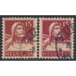SWITZERLAND - 1927 15c brown William Tell, both papers, used – Michel # 205x+205z