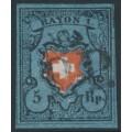 SWITZERLAND - 1850 5Rp black/red/deep blue Rayon I, used – Zumstein # 15II SWITZERLAND - 1850 5Rp black/red/deep blue Rayon I, used – Zumstein # 15II