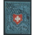 SWITZERLAND - 1850 5Rp black/red/deep blue Rayon I, used – Zumstein # 15II
