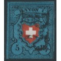 SWITZERLAND - 1850 5Rp black/red/deep blue Rayon I, used – Zumstein # 15II