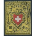 SWITZERLAND - 1850 10Rp black/red/yellow Rayon II, used – Zumstein # 16II