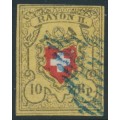 SWITZERLAND - 1850 10Rp black/red/yellow Rayon II, used – Zumstein # 16II
