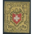 SWITZERLAND - 1850 10Rp black/red/yellow Rayon II, used – Zumstein # 16II