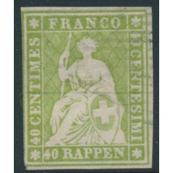 SWITZERLAND - 1854 40Rp green Helvetia (2nd Munich printing), used – Zumstein # 26A