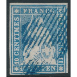 SWITZERLAND - 1854 10Rp blue Helvetia (2nd Munich printing), used – Zumstein # 23A