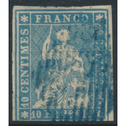 SWITZERLAND - 1854 10Rp blue Helvetia (2nd Munich printing), used – Zumstein # 23A