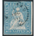 SWITZERLAND - 1859 10Rp pale blue Helvetia (green thread, late Bern), used – Zumstein # 23Gb