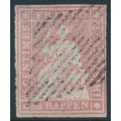 SWITZERLAND - 1854 15Rp rose Helvetia (2nd Munich printing), used – Zumstein # 24A
