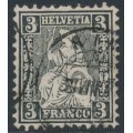 SWITZERLAND - 1862 3c black Sitting Helvetia (Sitzende Helvetia), used – Zumstein # 21b