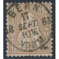 SWITZERLAND - 1863 1Fr gold-bronze Sitting Helvetia (Sitzende Helvetia), used – Zumstein # 36a SWITZERLAND - 1863 1Fr gold-bronze Sitting Helvetia (Sitzende Helvetia), used – Zumstein # 36a
