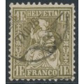 SWITZERLAND - 1864 1Fr gold Sitting Helvetia (Sitzende Helvetia), used – Zumstein # 36c