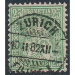 SWITZERLAND - 1881 25c green Helvetia, granite paper, used – Zumstein # 49